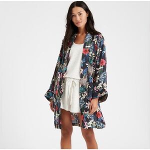 Banana Republic Tropical Zebra Kimono Silky Robe Black Multi Size M